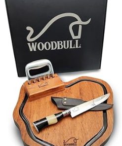 Handmade BBQ Set - Accessories with Solid Wood Cutting Board, Bear Claw, and Sharp Chef Knife with Sheath and Gift Box - Creative Gift for Grilling Enthusiasts