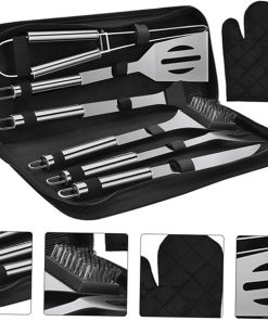 7pcs Stainless Steel BBQ Tool Set Grill Scraper Tray Accessories for Outdoor Grill 2