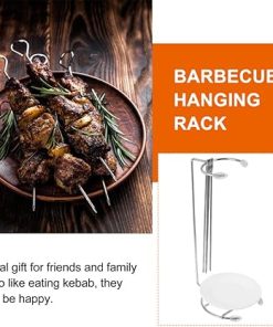 Hemoton 4sets Stainless Steel Bbq Rack Hanging Racks for Kebab Skewers with Drip Plates Durable and Practical Grill Food Hangers for Outdoor Cooking Present 2