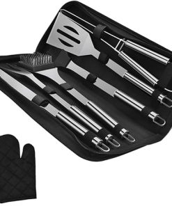 Outdoor Grill Set 7pcs BBQ Tools Food Clip Stainless Steel Grilling Set Grill Scraper Perfect for Camping Outdoor Cooking