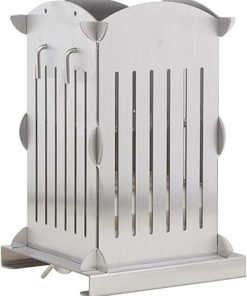 Stainless Steel Kebab Maker Box, Fast BBQ Skewer Making Machine, Rapid Wear Meat Skewer Tool for Home Kitchens and Commercial Restaurants(49 Holes, Silver)
