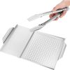 Cabilock 1 Set BBQ Griddle Plate Tongs Outdoor Grill Accessory Non-Stick Grilling Tray for Outdoor Cooking Vegetable Meat Cooking
