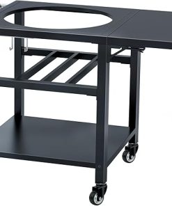 Grill Table for Big Green Egg Stand Style BBQ, Heavy Duty Metal Outdoor Grill Station Prep Table, Grill Nest Compatible with Large Big Green Egg and Other 20/21/22 inch Models 2