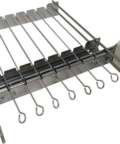 Tabletop Auto Flip Rotisserie Kit Universal Replacement Skewer Kebab Barbecue Grill DS Quick Install spit Outdoor Camping BBQ kebabish Free Width Adjustment Cooking Tool Accessories (S)
