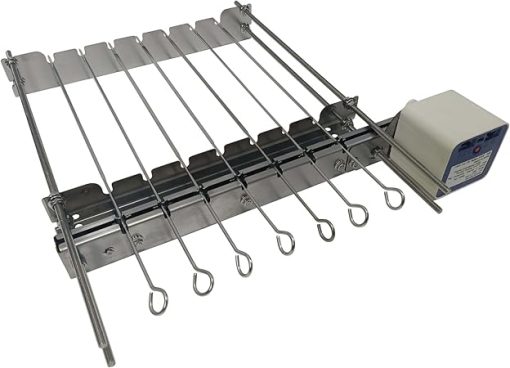 Tabletop Auto Flip Rotisserie Kit Universal Replacement Skewer Kebab Barbecue Grill DS Quick Install spit Outdoor Camping BBQ kebabish Free Width Adjustment Cooking Tool Accessories (S)