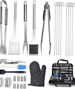 1 Set Stainless Steel BBQ Tool with Storage Bag for Outdoor Grilling Includes Brush Clamp and Shovel Present for Foodies and Camping Enthusiasts