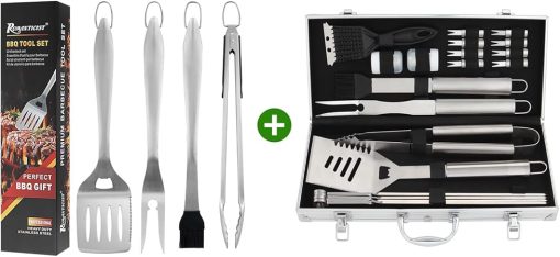 ROMANTICIST 4PC Heavy Duty Grill Accessories Bundle with Heavy Duty 20PC BBQ Grill Tool Set - The Best Barbecue Gift for Father's Day and Christmas