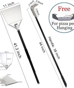 41.3”Oven Ash Shovel and 44″ Cleaning Rake Set, High Temperature Resistant BBQ Grill Charcoal Ash Scoop, 304 Stainless Steel Rake Head, Pizza Oven Cleaning Tools 2