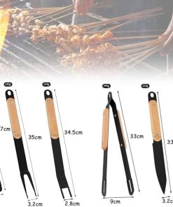 BBQ Accessories, 6PCS Non-Stick Coating Barbecue Tools Set for Men, Outdoor Stainless steel Grill Utensils Set with Baking spatula, Baking Folder, Spatula, Fork and Brush,for Cooking Camping Grilling 2