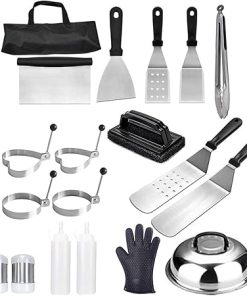 SEFAX Portable Grilling Utensil Kit, BBQ Tools Set, Grill Accessories, 20PCS Stainless Steel Grilling Kit, Suitable for Travel, Picnics, RVs, Camping, BBQs, Parties