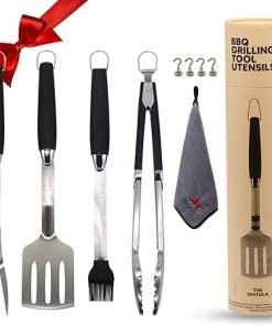 Grilling Tools BBQ Tools Set, Stainless Barbeque Grill Accessories -Spatula/Tongs/Fork/Brush Ideal BBQ Set Grilling Tools for Outdoor Grill, Gifts for Men Dad Loves Parrillada Asado Set