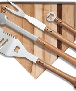 Baseball BBQ |12" & 17" Grand Slam Combo & Multi-Tool BBQ Grilling Accessories & Utensils for Baseball Fans | Unique Wooden Bat Handle & Quality Stainless Steel (12" Plain)