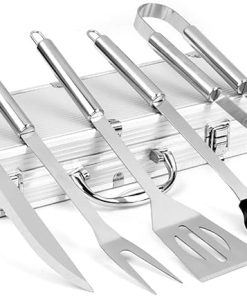Stainless Steel Grill Accessories with Carry Case, 5 PCS Grill Accessories, Professional Grill Tools Set for Camping/Backyard Barbecue