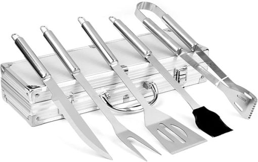 Stainless Steel Grill Accessories with Carry Case, 5 PCS Grill Accessories, Professional Grill Tools Set for Camping/Backyard Barbecue