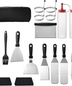 SEFAX Stainless Steel Grilling Kit, BBQ Tools Set, Grill Accessories with Storage Bag, Portable Grilling Utensil Kit, Suitable for Travel, Picnics, RVs, Camping, BBQs, Parties (Size : 18pcs)