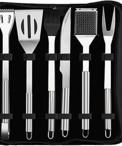 KANDUO 6PC Heavy Duty BBQ Grilling Accessories, Grill Tools Set, Stainless Steel Grilling Kit with Storage Bag, Grill Accessories for Camping, Traveling - Perfect Grill Gifts for Men