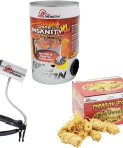 BBQ Dragon Ultimate Grill Accessories Set - XL Chimney of Insanity - Electric Charcoal Starter Fan - Egg Fire Starter-50 Pack