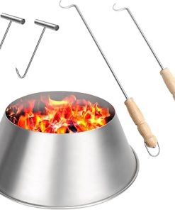 BBQ Whirlpool with Meat Hooks for Weber Kettle 22/26.75 WSM Smokey Mountain,XL Kamado,XL Big Green Egg,Stainless Steel Barbecue Charcoal Grill Accessories,Medium Size-13"