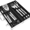 Grill Accessory Set 6-Piece Stainless Steel BBQ Tools Aluminum Case Outdoor Grill Utensils Barbecue Accessories Compact for Travel