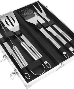 Grill Accessory Set 6-Piece Stainless Steel BBQ Tools Aluminum Case Outdoor Grill Utensils Barbecue Accessories Compact for Travel