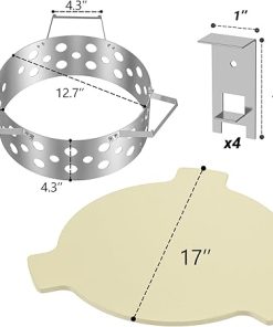 Skyflame Charcoal Heat Controller for 22” Kettle Grills, Stainless Steel BBQ Smoking Gilling Kit with Ceramic Heat Deflector Plate – U.S. Design Patent, Turns Your Charcoal Grill Into a Smoker 2