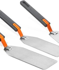 Blackstone 5275 Foldable 3 Piece Spatula Set - Two Griddle Spatula Flipper and One Scraper - Flex Fold Model Stainless Steel- Easy to Carry and Clean, Perfect Grill Cooking Accessories