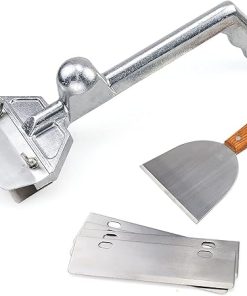 Grill Scrapers, Heavy Duty Casting Aluminum Commercial Griddle Scraper with 5 Blades and Small Slant Edge Grill Scraper