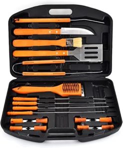 BBQ Grill Accessories Set, 18Pcs Stainless Steel Grill Tools Grilling Accessories Grill Mats for Camping/Backyard Barbecue, Grill Utensils Set for Men Women
