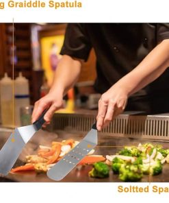 BBQ Set Cooking Spatula BBQ Spatula Outdoor BBQ Tool BBQ Teppanyaki Set – Heavy Duty Stainless Steel Grill Set in Case for Outdoor Cooking Camping Grilling,Silver 2
