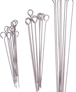 BBQ 10pcs Outdoor Camping Picnic Meat Goose Round Roast Skewers Stick Stainless Steel BBQ Needle Barbeque Skewers Kitchen Utensils Accessories(30cm) 2