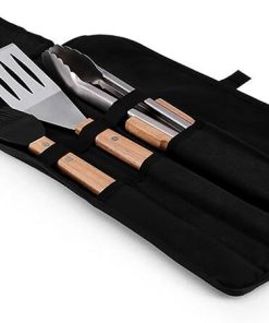 Farberware BBQ Tailgating Set, 3 Piece, Wood and Stainless Steel