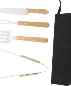 Stainless Steel Grill Utensil Set BBQ Accessories 4-Piece Grilling Tools Portable Camping Cooking Kit Anti-Slip Handle