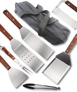 8PCS BBQ Grill Tools Set r - Extra Thick Stainless Steel Fork, Spatula& Tongs - Complete BBQ Accessories in Aluminum Case - Perfect Grill Gifts for Men
