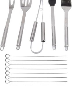 20pcs Stainless Steel BBQ Tool Set Outdoor Portable Grilling Tools Set for Family Outdoor Activities