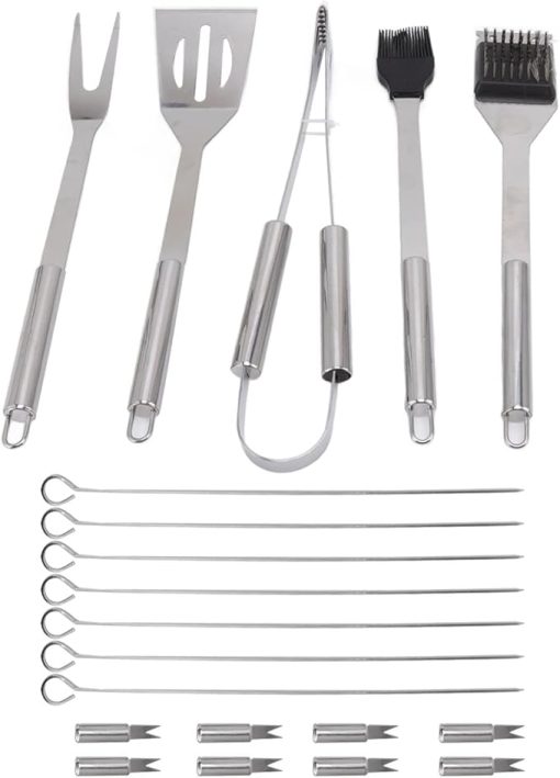 20pcs Stainless Steel BBQ Tool Set Outdoor Portable Grilling Tools Set for Family Outdoor Activities
