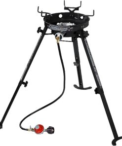 Eastman Outdoors 90411 Portable Kahuna Burner with XL Pot and Wok Brackets with Adjustable and Removable Legs, Black, Pack of 1