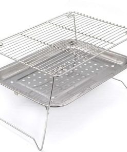 3 Pieces Barbecue Grill Stainless Steel Accessories Kitchen Tools Picnic Portable Foldable Household Accessories for Outdoor Use