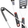 JHUS 3 in 1 BBQ Tool Set - Barbecue Tool Set w/Black Red Handle Griddle Accessories Grilling Accessories Grill Brush BBQ Accessories Smoker Grill Kitchen Set Grill Accessories Camping Grill Bas