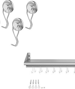 Skyflame Grill BBQ Tool Holder - Magnetic Cutlery Storage Hooks and Floating Shelving with 8 Hooks