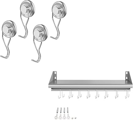 Skyflame Grill BBQ Tool Holder – Magnetic Cutlery Storage Hooks and Floating Shelving with 8 Hooks Skyflame Grill BBQ Tool Holder - Magnetic Cutlery Storage Hooks and Floating Shelving with 8 Hooks
