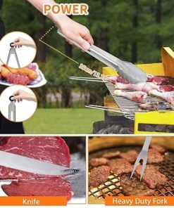 35Pcs BBQ Grill Grilling Accessories Tools Set,Barbecue Tool Set with Steel Fork, Stainless Steel Tongs and Spatula,BBQ Tools for Grill Outdoor 2