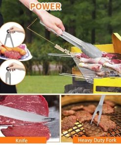 35Pcs BBQ Grill Grilling Accessories Tools Set,Barbecue Tool Set with Steel Fork, Stainless Steel Tongs and Spatula,BBQ Tools for Grill Outdoor 2