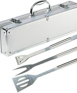 MaGiLL Barbecue Tools Set with Case - 3 Pieces Stainless Steel BBQ Accessories BBQ Grill Cooking Utensils Tool Set Men Women Outdoor Barbecue Grilling Kit for Camping Party and