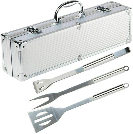Premium Barbecue Utensils Stainless Steel Tools, 3Pcs Barbecue Accessories BBQ Grill Cooking Utensils Tools Set with Handy Case for Men and Women Outdoor Party Camping Ba
