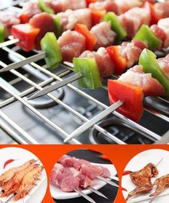 Grill Utensils10PCS 45cm Stainless Steel BBQ Skewer Needle Utensil Fork Iron Outdoor Barbeque Skewers Kitchen Tools Barbecue Accessories 2