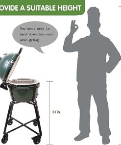 Big Green Egg Rolling Cart Nest for Minimax, Powder Coated Steel Grill Stand with Heavy Duty Locking Caster Wheels 2