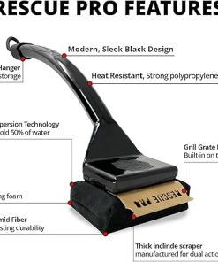 Grill Rescue BBQ Replaceable Scraper Cleaning Head, [Rescue-Upgraded], Bristle Free, Durable and Unique Scraper Tools for Cast Iron or Stainless-Steel Grates, Barbecue Cleaner (Rescue Pro) 2