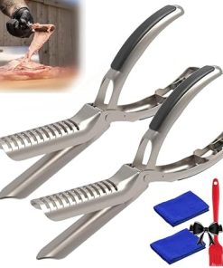 Rib Membrane Removal Tool,BBQ Rib Skinner Tool,Rib Prep Pro Steel Rib Membrane,BBQ Rib Skinner Premium Food,Ergonomic Design for Easy Membranes Removal,with Arc Clamp & Non-Slip Grip(2pcs)