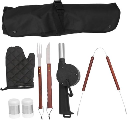 Stainless Steel BBQ Tool Set Full Pack Grill Utensils Apron for Camping BBQ Gourmet Cooking Lightweight Compact