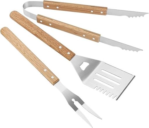 Heavy Duty BBQ Grilling Tools Set of 3 pcs Extra Thick Stainless Steel Spatula, Fork and Tongs Gift Box Package Perfect for Barbecue and Grill Stainless Steel Grilling Kit Smoker